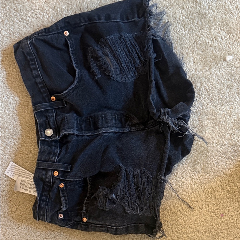 Levi's Black Frayed Jean Shorts